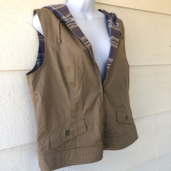 NWT! Christopher & Banks Size L Reversible Hooded Zip Front Vest - Picture 5 of 16